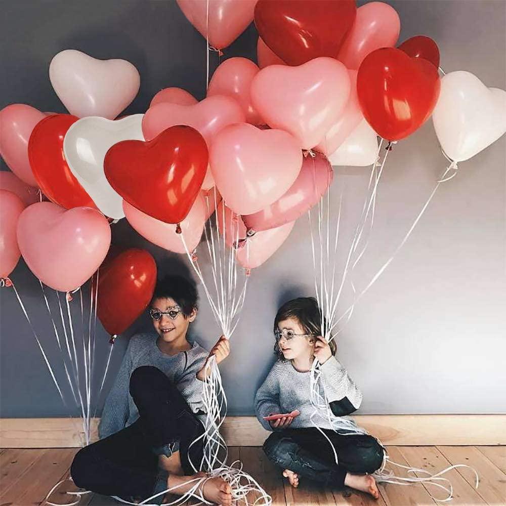 Modern 100Pc Red Pink Balloons 10Inch Love Heart Latex Balloons For Wedding Party and Celebration Helium Balloon Valentines Day Birthday Party Inflatable Balloons