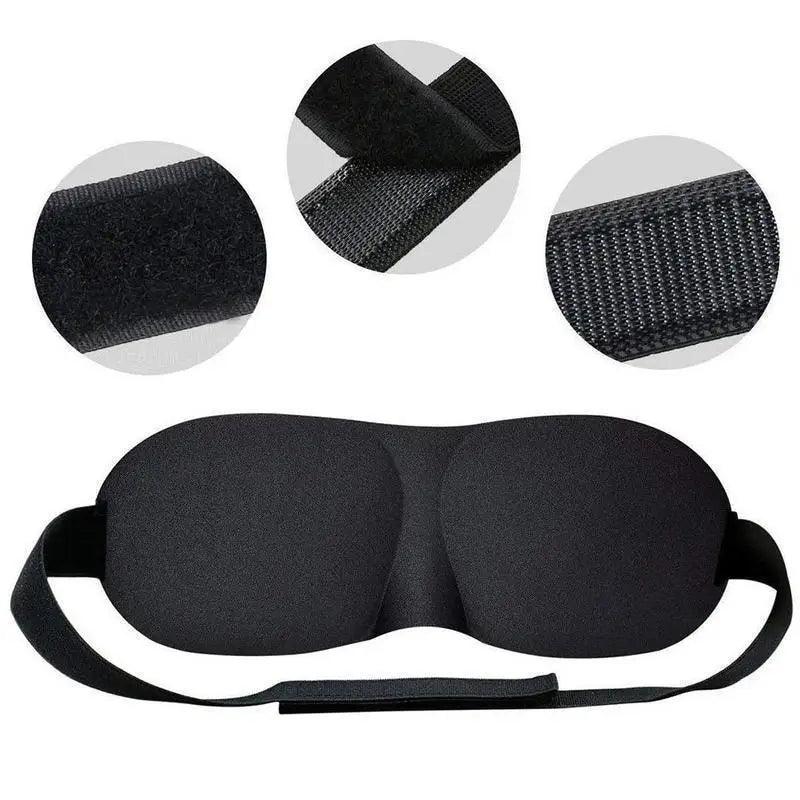 Black 3D Sleep Natural Sleeping Mask Eye Adjustable Strap Eye Mask Cover Portable Travel Blindfold Comfortable Mask