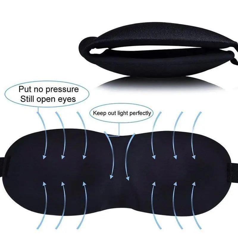 Black 3D Sleep Natural Sleeping Mask Eye Adjustable Strap Eye Mask Cover Portable Travel Blindfold Comfortable Mask