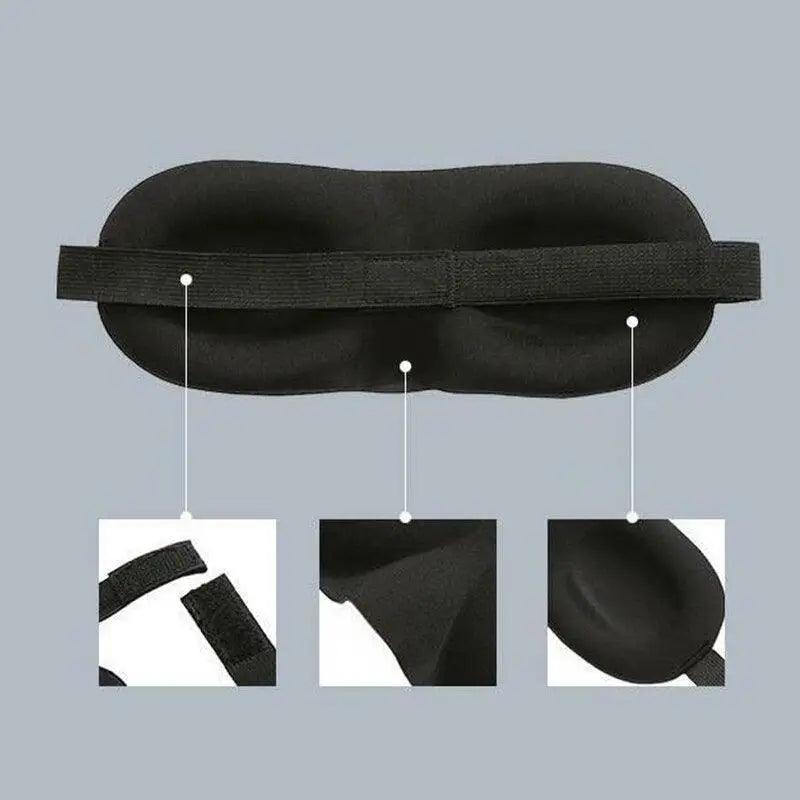 Black 3D Sleep Natural Sleeping Mask Eye Adjustable Strap Eye Mask Cover Portable Travel Blindfold Comfortable Mask