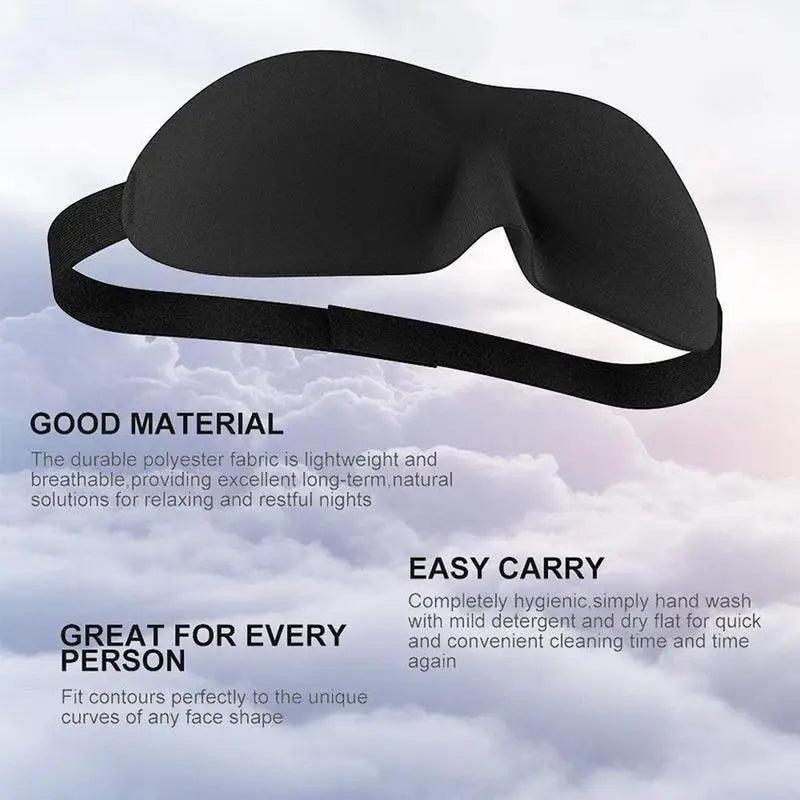 Black 3D Sleep Natural Sleeping Mask Eye Adjustable Strap Eye Mask Cover Portable Travel Blindfold Comfortable Mask