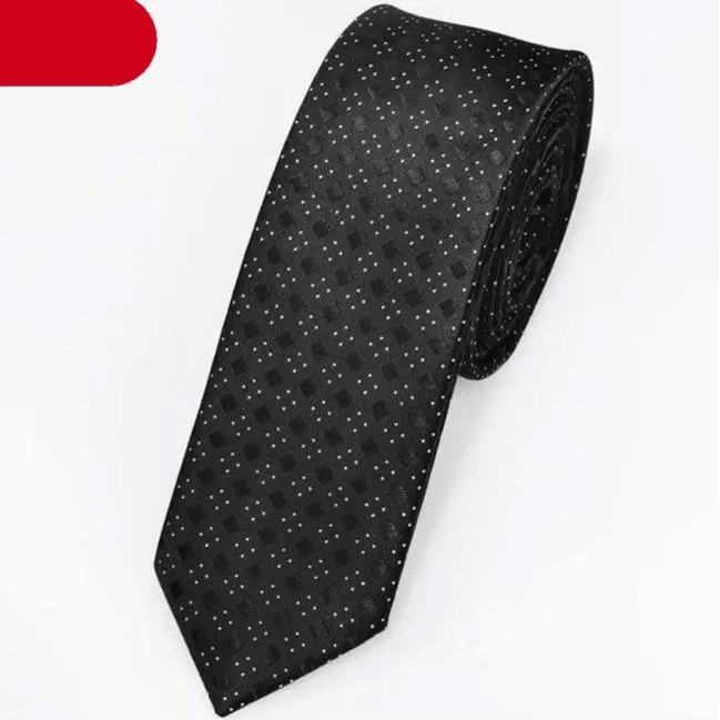 Black Business Dots Printed Polyester Men Necktie Slim Tie Formal Skinny Elegant Office Necktie For Men - 4