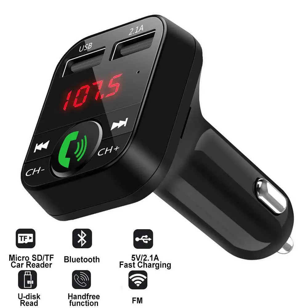 Black Car Bluetooth Wireless Hand-free Transmitter Dual USB Charger Music Player For Cars Easy Use Gadget - STEVVEX Gadgets - 739, Black Car Bluetooth Hand-free Transmitter, Black Car Bluetooth Wireless Hand-free Transmitter, Black Car Hand-free Transmitter, Black Car Transmitter, Bluetooth Wireless Hand-free Transmitter, Car assecorries, car gadget, car gadgets, Car Transmitter, Hand-free Transmitter, Multifunctional car gadget - Stevvex.com