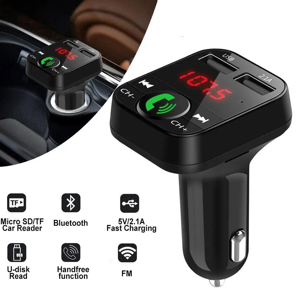 Black Car Bluetooth Wireless Hand-free Transmitter Dual USB Charger Music Player For Cars Easy Use Gadget - STEVVEX Gadgets - 739, Black Car Bluetooth Hand-free Transmitter, Black Car Bluetooth Wireless Hand-free Transmitter, Black Car Hand-free Transmitter, Black Car Transmitter, Bluetooth Wireless Hand-free Transmitter, Car assecorries, car gadget, car gadgets, Car Transmitter, Hand-free Transmitter, Multifunctional car gadget - Stevvex.com