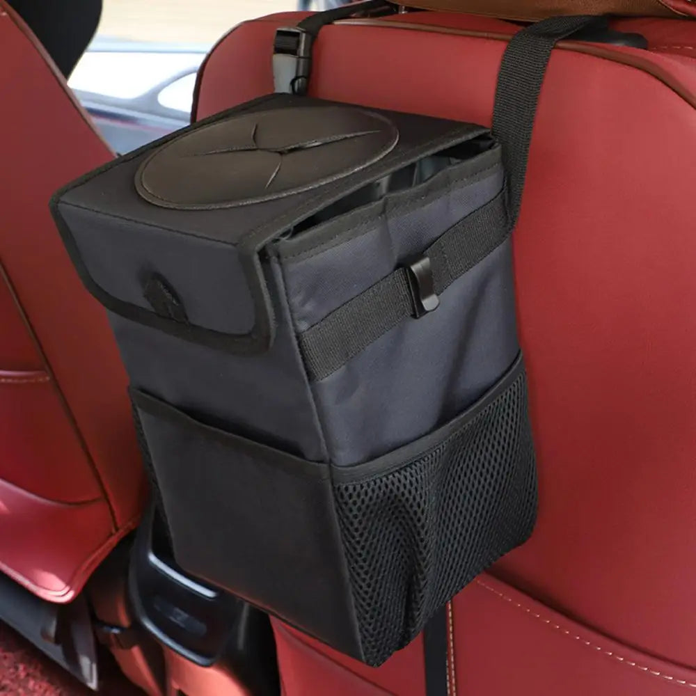 Black Car Trash Can Hanging Seat Back Bag Multi-functional Waterproof Folding Easy Storage Box For Cars - STEVVEX Gadgets - Car Trash Bag, Car Trash Can, Light Weight Trash Bag, Light Weight Trash Bag For Car, Multifunctional Trash Can, Multifunctional Waterproof Can, Multifunctional Waterproof Trash Can, Trash Can For Car, Waterproof Car Trash Can, Waterproof Trash Can, Waterproof Trash Can For Car - Stevvex.com