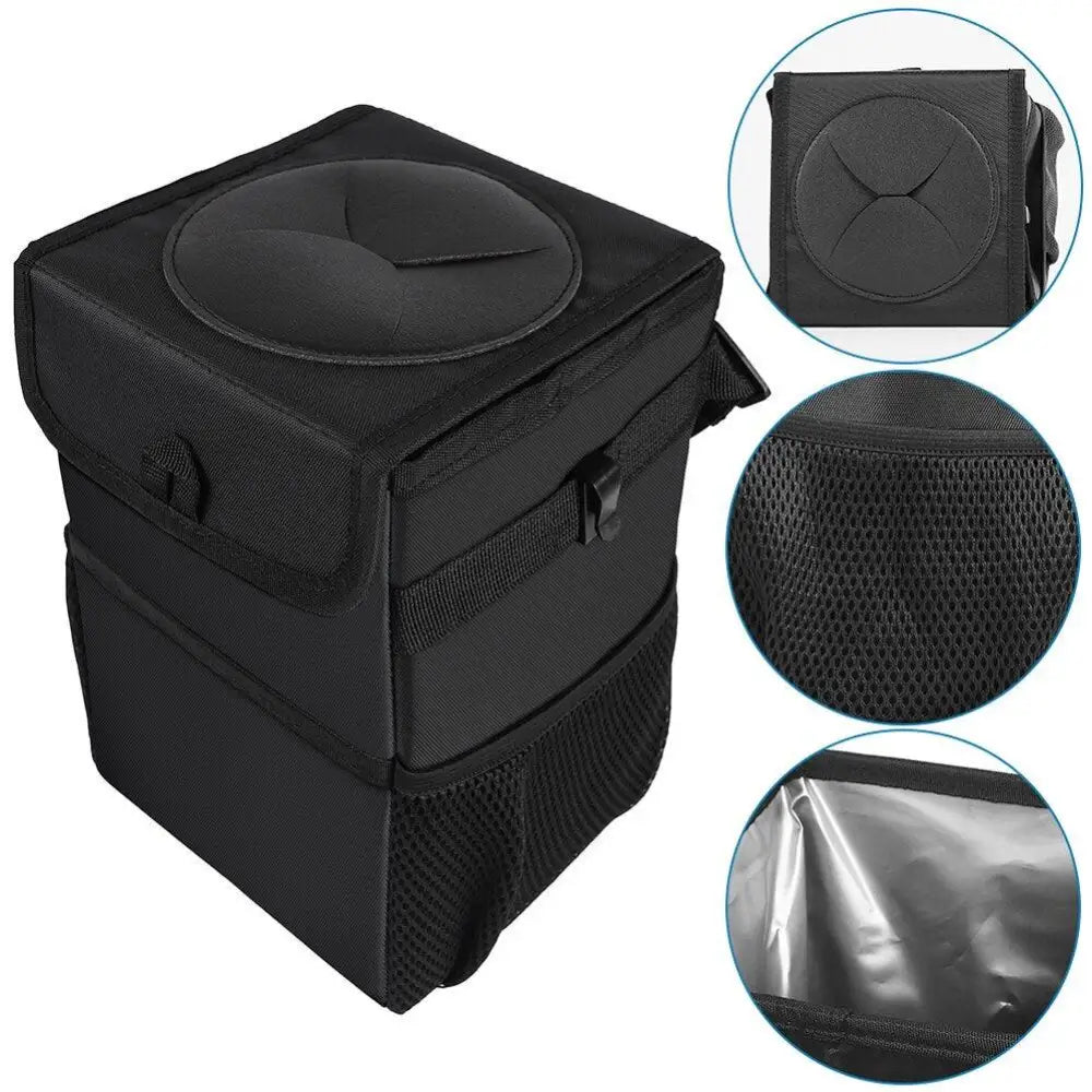 Black Car Trash Can Hanging Seat Back Bag Multi-functional Waterproof Folding Easy Storage Box For Cars - STEVVEX Gadgets - Car Trash Bag, Car Trash Can, Light Weight Trash Bag, Light Weight Trash Bag For Car, Multifunctional Trash Can, Multifunctional Waterproof Can, Multifunctional Waterproof Trash Can, Trash Can For Car, Waterproof Car Trash Can, Waterproof Trash Can, Waterproof Trash Can For Car - Stevvex.com