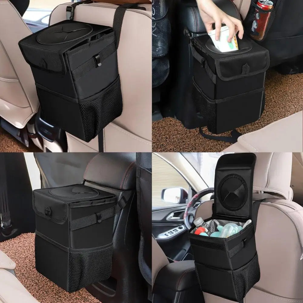 Black Car Trash Can Hanging Seat Back Bag Multi-functional Waterproof Folding Easy Storage Box For Cars - STEVVEX Gadgets - Car Trash Bag, Car Trash Can, Light Weight Trash Bag, Light Weight Trash Bag For Car, Multifunctional Trash Can, Multifunctional Waterproof Can, Multifunctional Waterproof Trash Can, Trash Can For Car, Waterproof Car Trash Can, Waterproof Trash Can, Waterproof Trash Can For Car - Stevvex.com