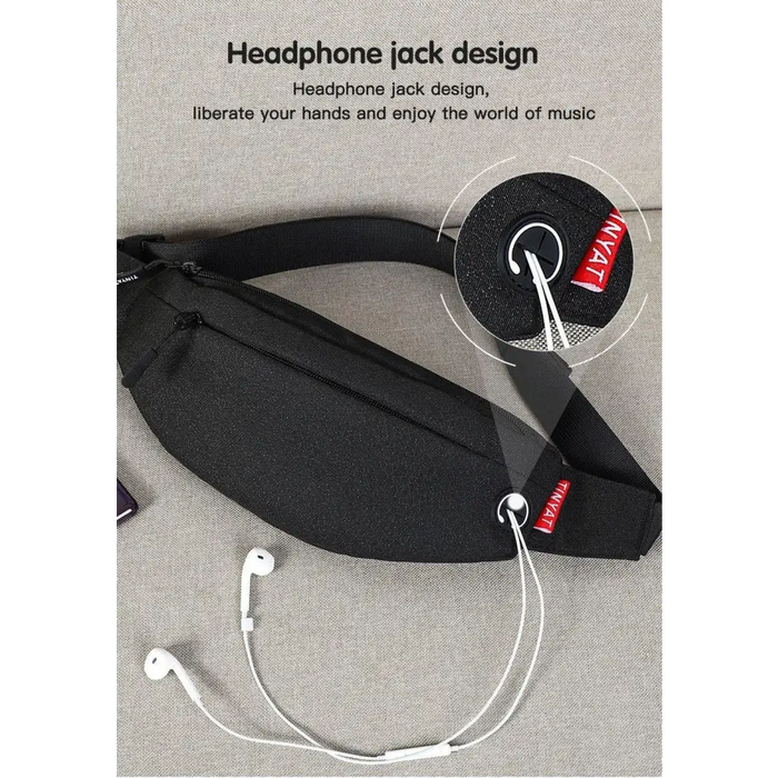 Black Crossbody Fanny Pack Simple Design Belt Bag Canvas Hands Free Travel Bag Sports Workout Durable Lightweight Fanny