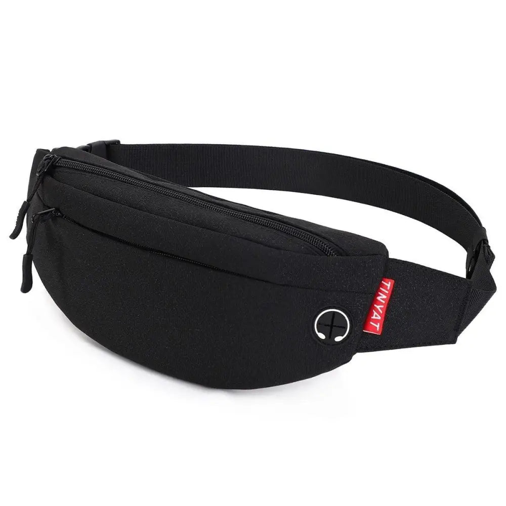 Black Crossbody Fanny Pack Simple Design Belt Bag Canvas Hands Free Travel Bag Sports Workout Durable Lightweight Fanny
