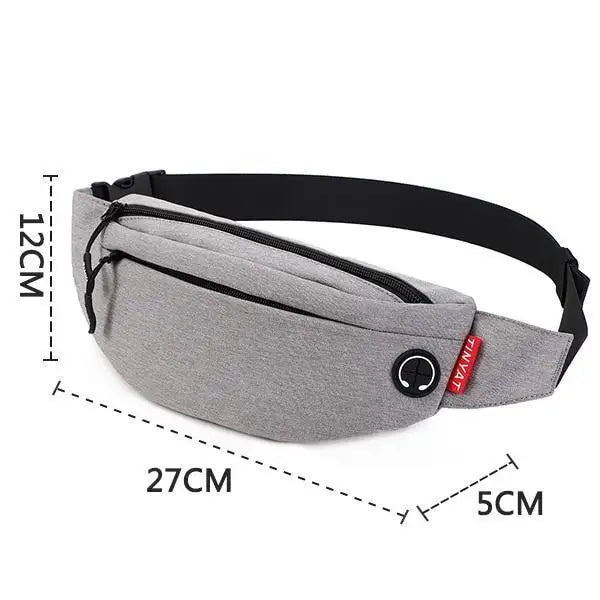 Black Crossbody Fanny Pack Simple Design Belt Bag Canvas Hands Free Travel Bag Sports Workout Durable Lightweight Fanny