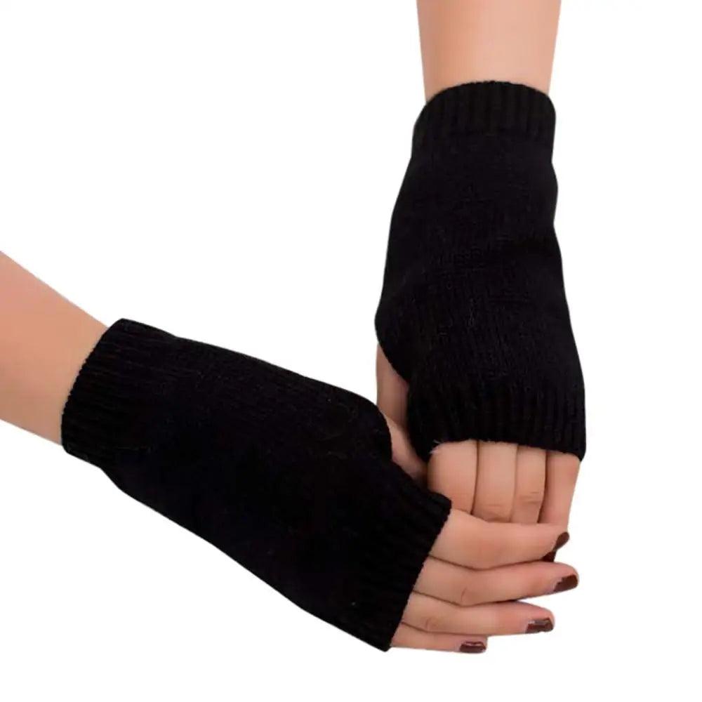 Black Elastic Fingerless Gloves Winter Warm One Size Lightweight Gloves For Women Retro Simple Color Soft Gloves For Men And Women - STEVVEX Fashion - 717, arm fingerless gloves, black gloves, cashmere gloves, classic gloves, comfortable gloves, fashion gloves, Fingerless Gloves, gloves for winter, gloves for women, knitted gloves, mittens, soft gloves, soft mittens, solid color gloves, stylish gloves, vintage gloves, warm gloves, winter gloves, women gloves - Stevvex.com