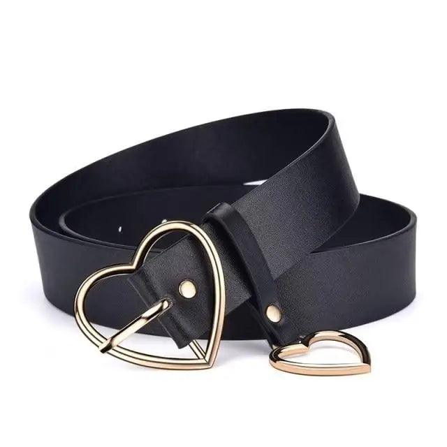 Black Heart Shaped Belt High Quality Love Elegant Belts For Women Vintage Design Belt Ladies Dress Waistband For Jeans