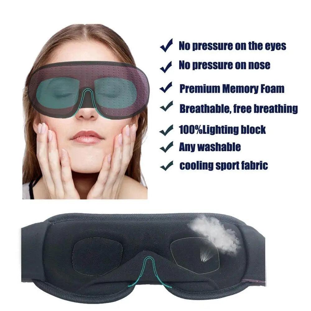 Black Soft Padded Sleeping Mask For Eyes Lightweight Blindfold Night Mask Modern Adjustable Super Smooth Eye Patch