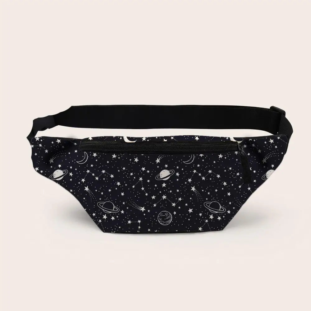 Black Starry Night Printed Fashion Fanny Pack Bum Bag For Daily Use Travel Stylish Belt Bag Waist Bag For Sports