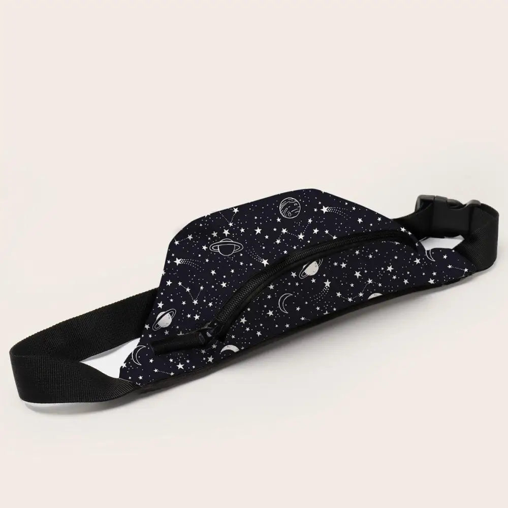 Black Starry Night Printed Fashion Fanny Pack Bum Bag For Daily Use Travel Stylish Belt Bag Waist Bag For Sports