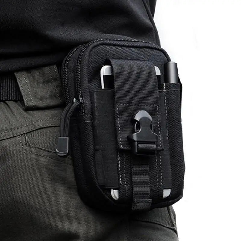 Black Tactical Pouch Belt Phone Holder Waist Bag Military Fanny Pack Classy Outdoor Travel Workout Sports Hands - Free