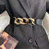 Black Vintage Ladies Dress Belt Charming Chain Buckle Elastic Luxurious Women Belt Metal Chain Style Party Fashion