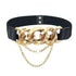 Black Vintage Ladies Dress Belt Charming Chain Buckle Elastic Luxurious Women Belt Metal Chain Style Party Fashion