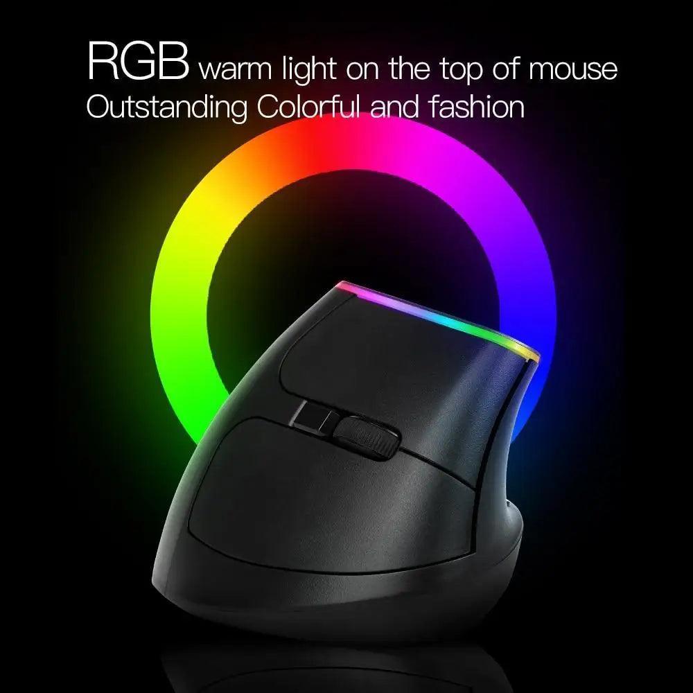 Black Wireless Ergonomic Mouse Vertical 1600 DPI Button Gaming Mouse RGB Optical USB Mice For PC And Laptop 2.4Ghz