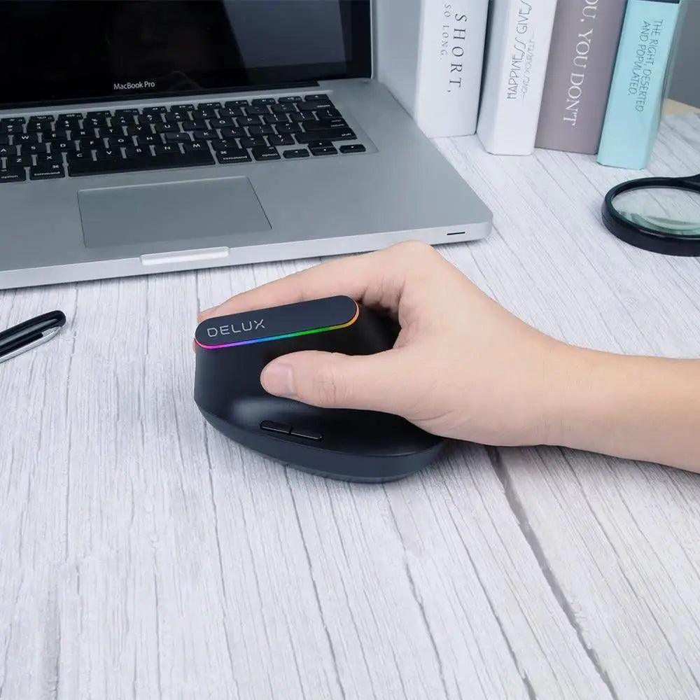 Black Wireless Ergonomic Mouse Vertical 1600 DPI Button Gaming Mouse RGB Optical USB Mice For PC And Laptop 2.4Ghz