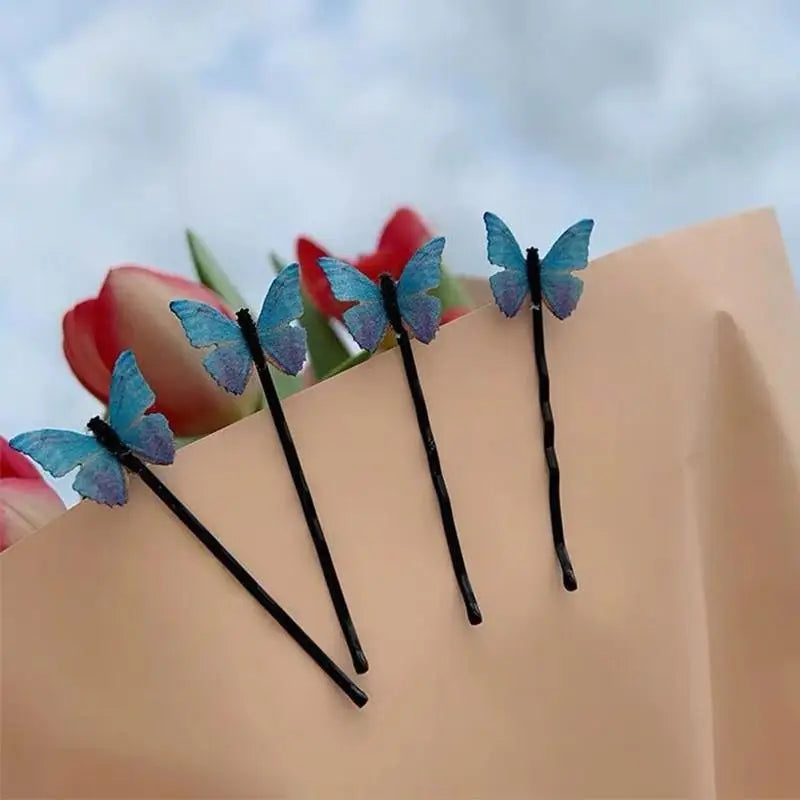 Blue Mini Butterfly Charming Hair Clips Cute Luxurious Hair Clips For Teens Women Hair Accessories Modern Lightweight