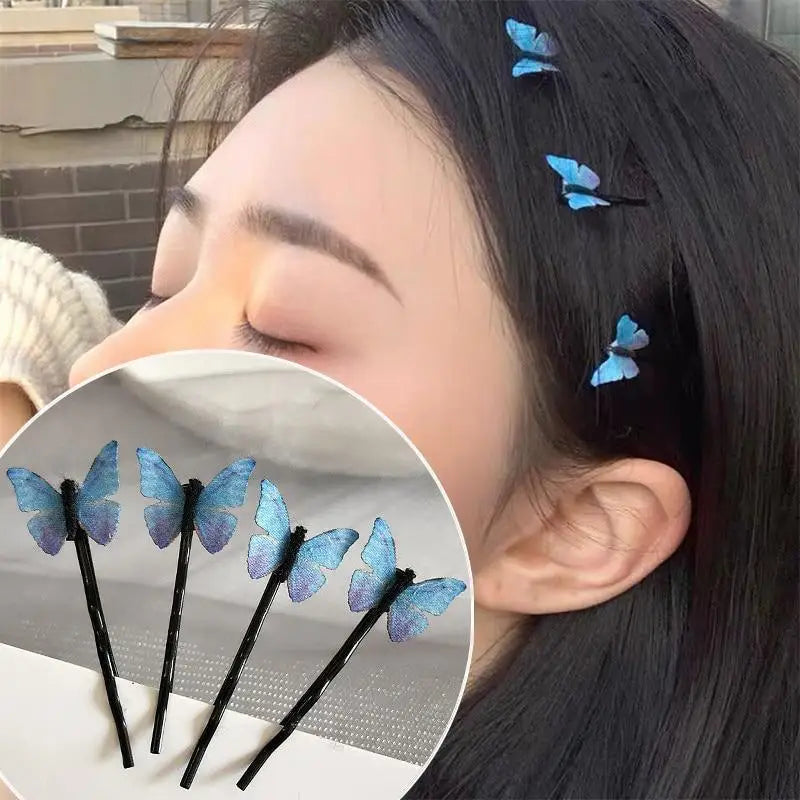 Blue Mini Butterfly Charming Hair Clips Cute Luxurious Hair Clips For Teens Women Hair Accessories Modern Lightweight