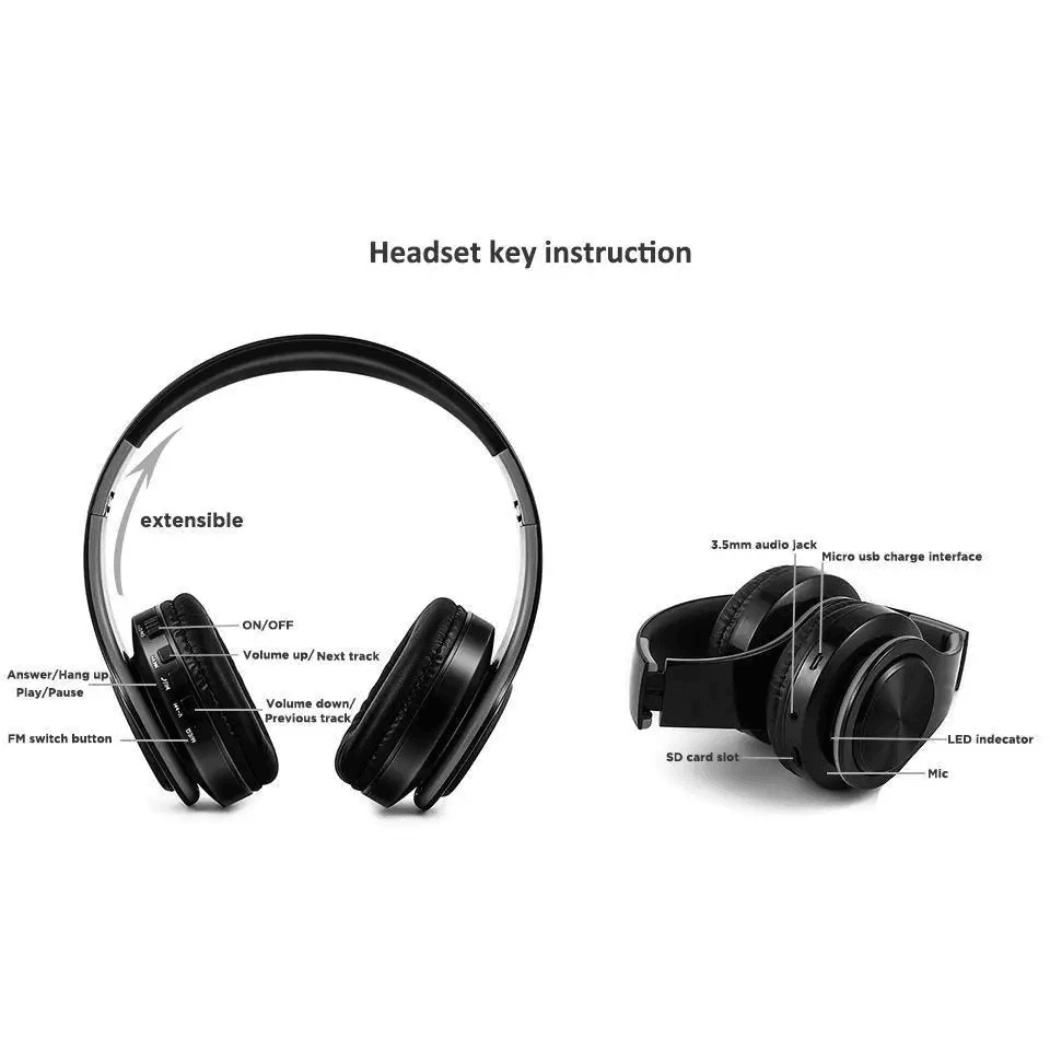 Bluetooth Foldable Earphone Unique Wireless Stereo Headphones Sport Earphone With Microphone Modern Music Headphones