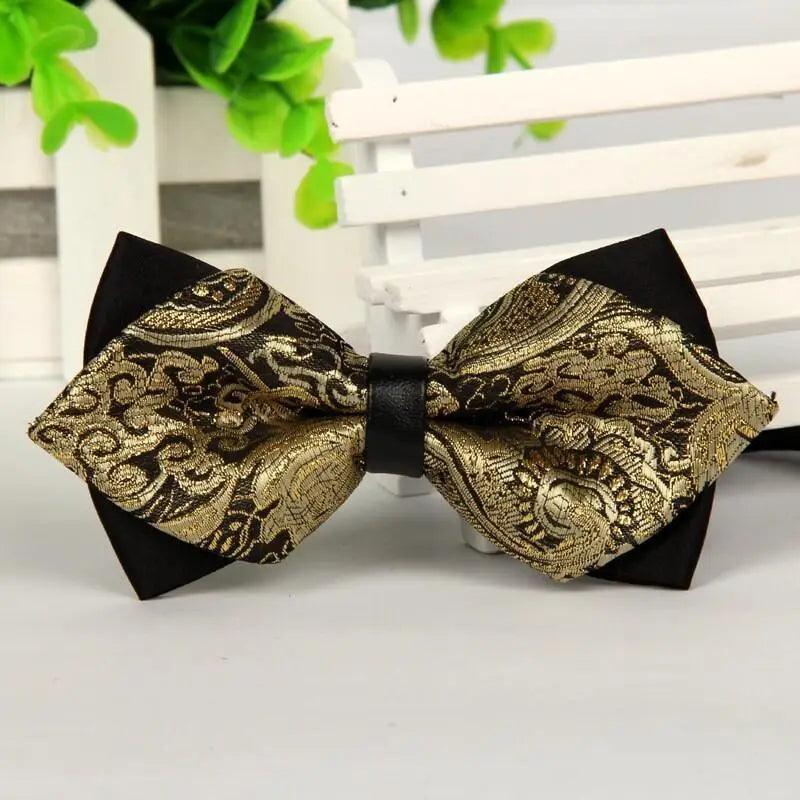 Business Black Golden Butterfly Men Bowtie Luxury Double Layer Pointed Classic Bow Tie Lovely Men Gift For Office