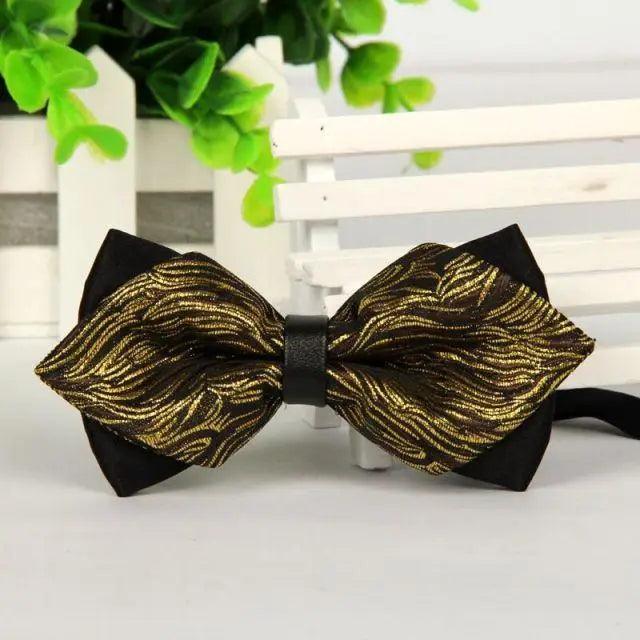 Business Black Golden Butterfly Men Bowtie Luxury Double Layer Pointed Classic Bow Tie Lovely Men Gift For Office