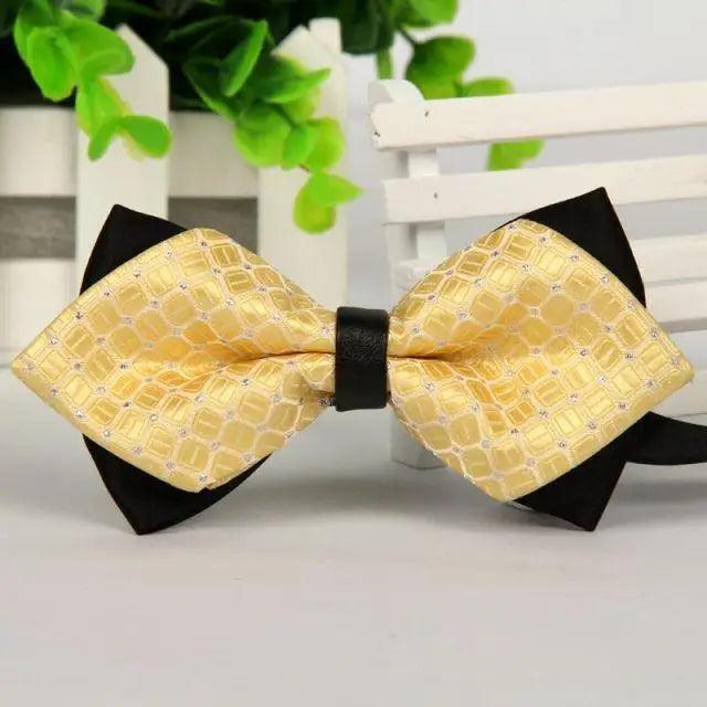 Business Black Golden Butterfly Men Bowtie Luxury Double Layer Pointed Classic Bow Tie Lovely Men Gift For Office