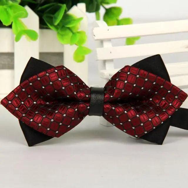 Business Black Golden Butterfly Men Bowtie Luxury Double Layer Pointed Classic Bow Tie Lovely Men Gift For Office