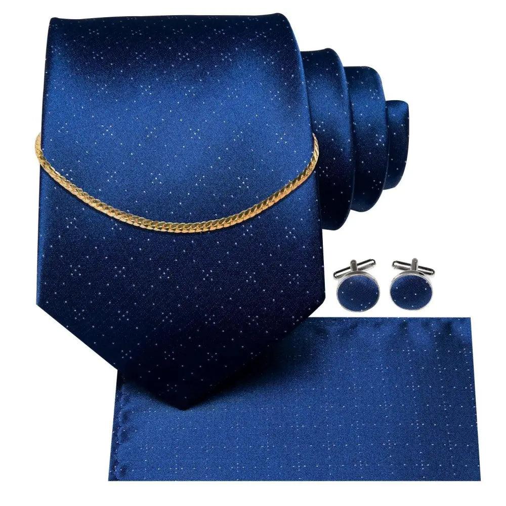 Business Black Silk Necktie Chain Classic Tie Square Handkerchief Elegant Cufflink Wedding Formal Neckties For Men