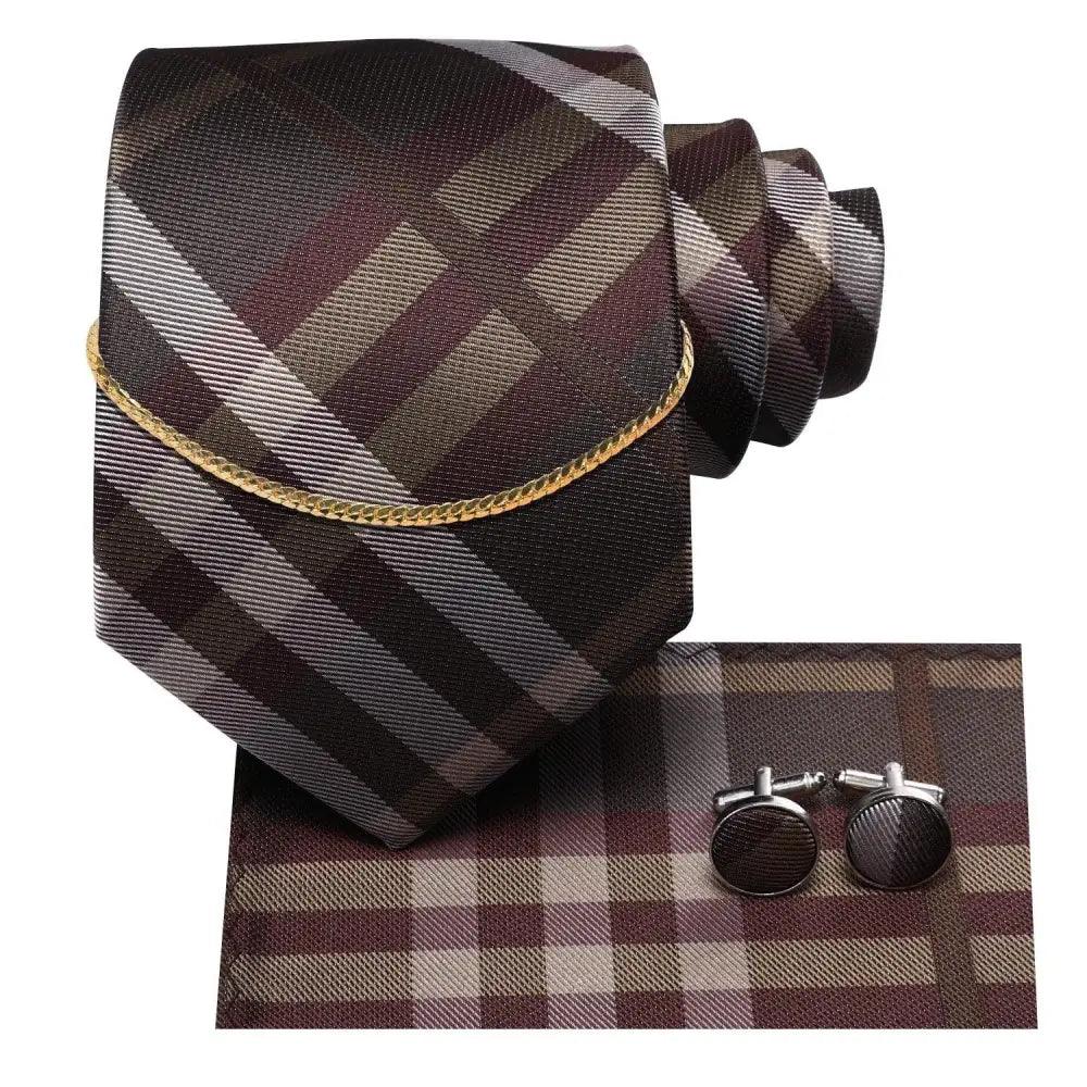 Business Black Silk Necktie Chain Classic Tie Square Handkerchief Elegant Cufflink Wedding Formal Neckties For Men