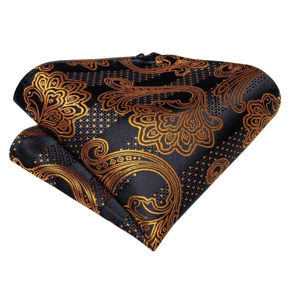 Business Elegant Gold Black Pattern Elegant Wedding Silk Bowtie Men Butterfly Fashion Bow Ties Pocket Square Classic Business Tuxedo Wedding Bowties Handkerchief Set - STEVVEX Fashion - 712, bowtie, bowtie for men, bowties, bridegroom bowtie, business bowtie, charming bowtie, classic bowtie, elegant bowtie, fashion bowtie, fashionable bowtie, luxury bowtie, mens bowtie, new design bowtie, party bowtie, retro bowtie, silk bowtie, stylish bowtie, vintage bowtie, wedding bowtie - Stevvex.com