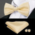 Business Red Color Butterfly Bow Tie Pocket Square Cufflinks Suit Set For Men Adjustable Self Bowtie Formal Bowtie Set