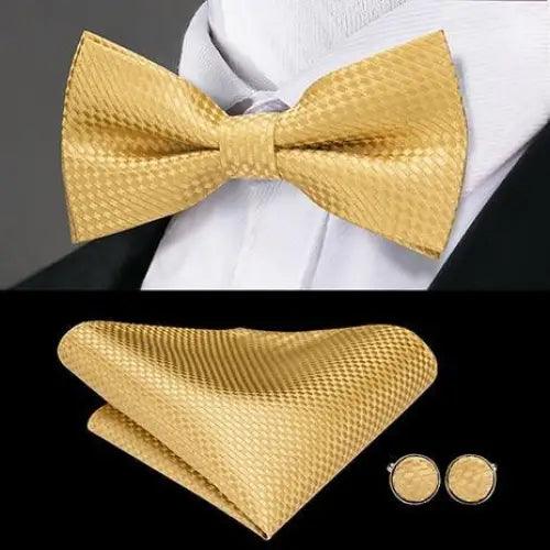 Business Red Color Butterfly Bow Tie Pocket Square Cufflinks Suit Set For Men Adjustable Self Bowtie Formal Bowtie Set