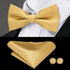 Business Red Color Butterfly Bow Tie Pocket Square Cufflinks Suit Set For Men Adjustable Self Bowtie Formal Bowtie Set