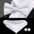 Business Red Color Butterfly Bow Tie Pocket Square Cufflinks Suit Set For Men Adjustable Self Bowtie Formal Bowtie Set