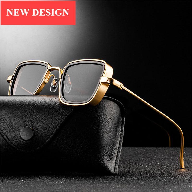 Trend Vintage Steampunk Sunglasses For Men Retro Metal Square Eyewear Trendy Brand Sunglasses For Mens In Elegant Luxury Retro Design