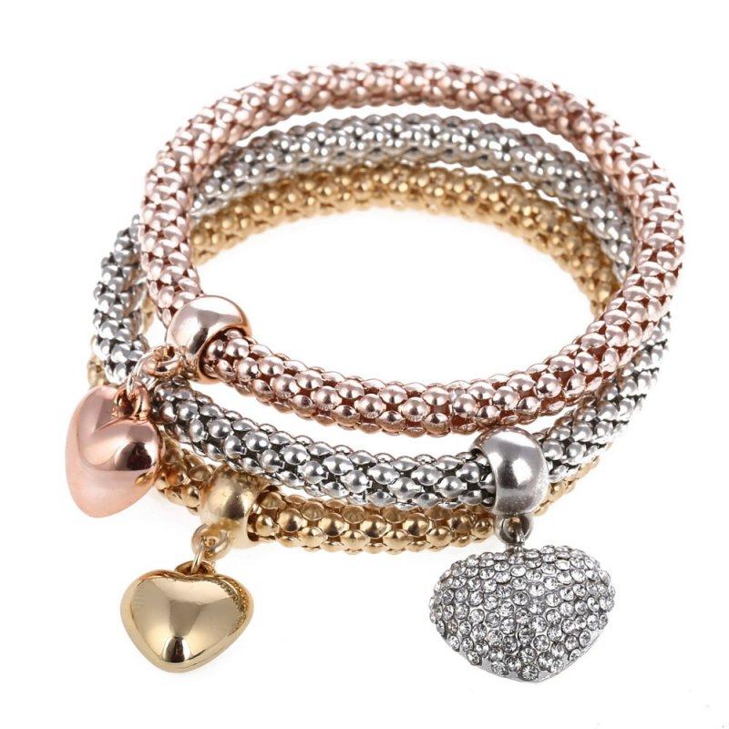 Crystal Owl Heart Charm Bracelets And Bangles Gold Alloy Elephant Anchor Pendants Rhinestone Bracelets For Women