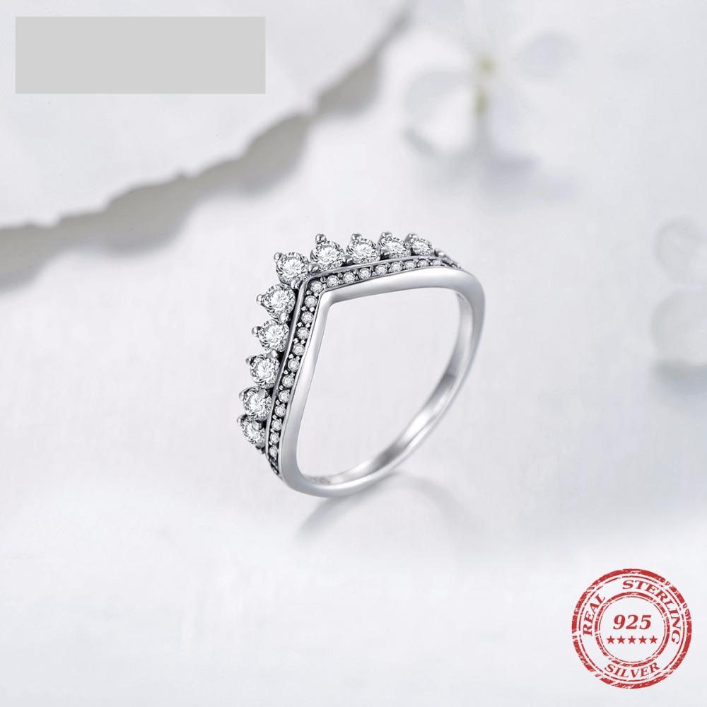 New Modern Fashion 925 Sterling Zircon Crown Finger Ring Elegant Classic Stackable Silver Jewelry Luxury For Women Wedding Christmas Gift