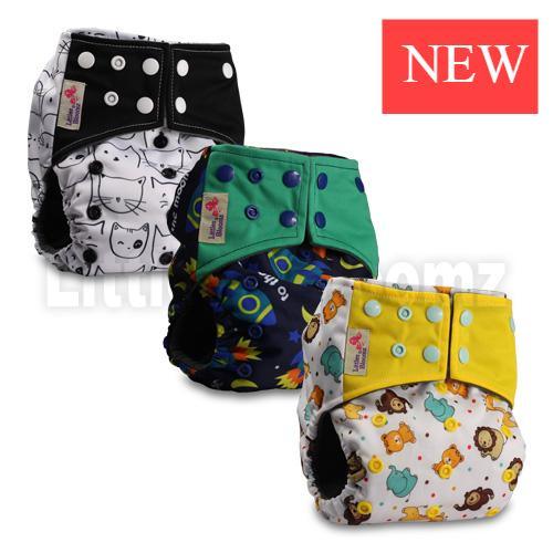 Modern Luxury Printed Washable Real Cloth Pocket Nappy,3 nappies/diapers Set For Girls and Boys Baby In Elegant Style