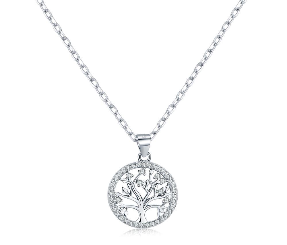 Authentic 925 Sterling Silver  Life Tree Necklace For Ladies Nature Lucky Jewelry Pendant Link Charm