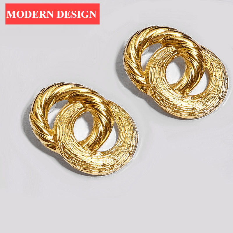 Vintage Fashion Gold Big Pendant Earrings for Women Geometry Crossed Metal Loops Drop Earrings Women Jewelry