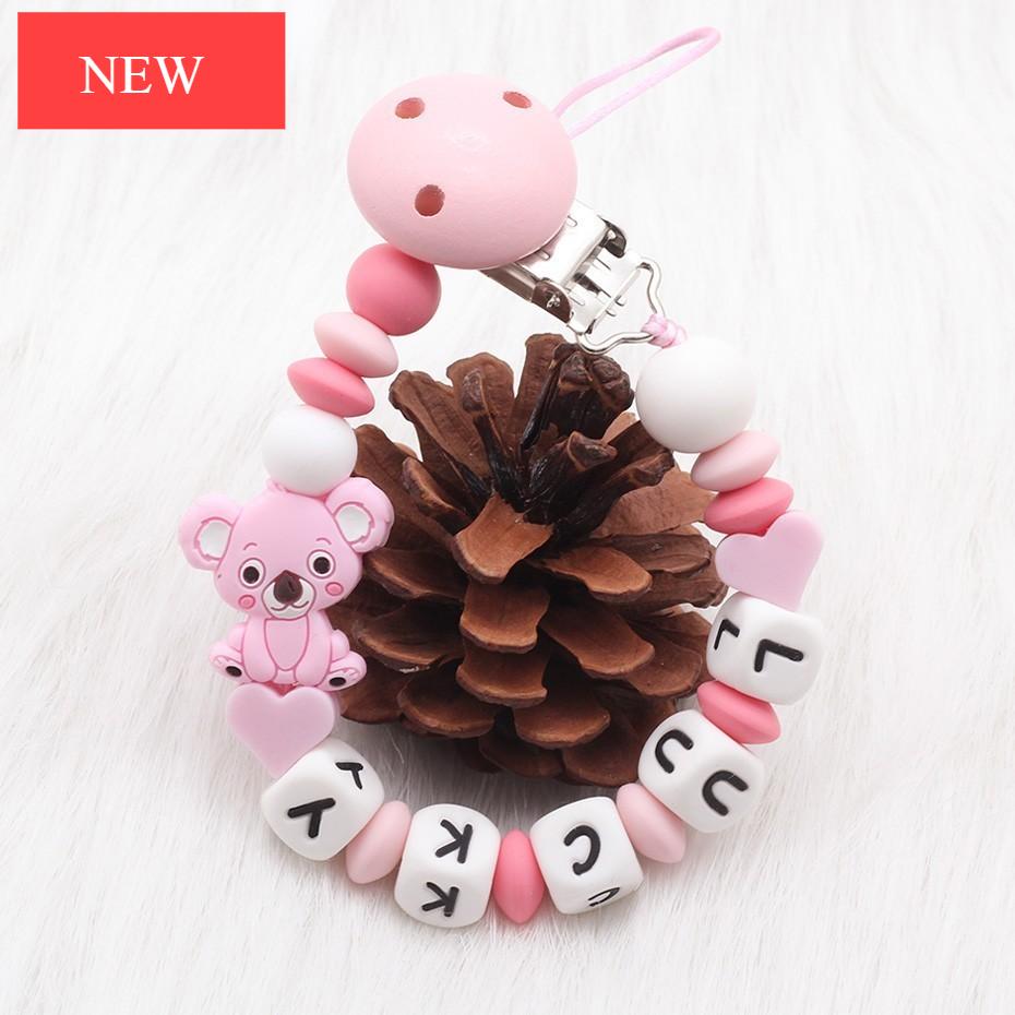 Modern Handmade Personalized Name Baby Pacifier Clips Silicone Pacifier Chain Wood Pacifier Holders For Pacifier For Baby Kids