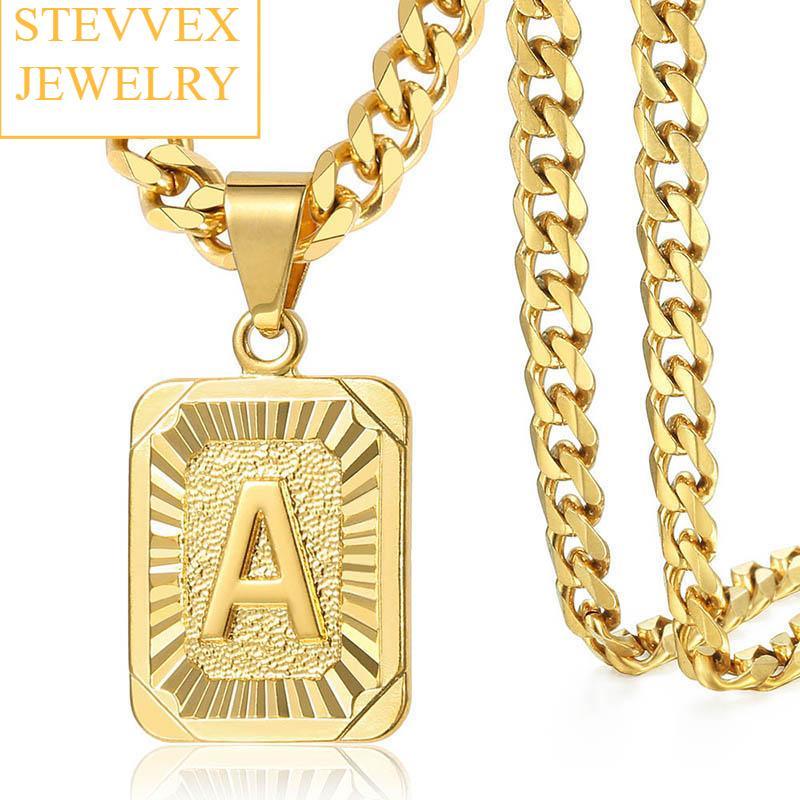 Initial Letter Pendant Charm Gold Necklace for Women And Men Link Chain Jewelry Personalized Neckalce Excellent Gift for Her and Him