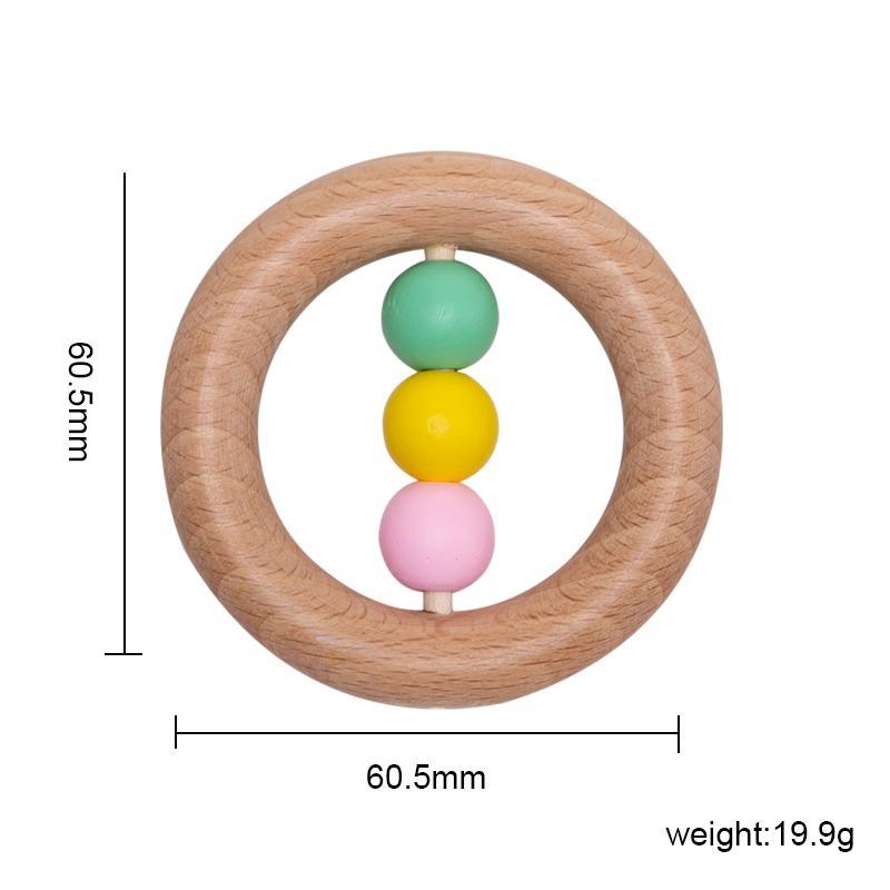 Modern Wooden Rattle Beech Bear Hand Teething Wooden Ring Baby Rattles Play Educational Toys For Kids