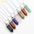 Real Raw Pink Purple Gem Crystal Necklace Hexagonal Bullet Natural Stone Necklace Pendant Women Jewelry