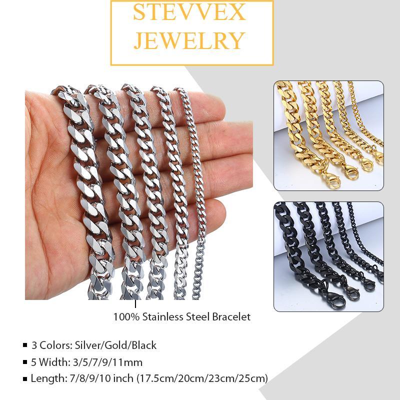 Luxury Popular Trend New Bracelet for Men and Women Curb Cuban Link Chain Stainless Steel Mens Womens Bracelets Chains Jewelry for Men Perfect Gift