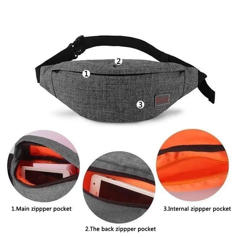 Casual Water Resistant Durable Polyester Small Outdoor Lightweight Crossbody Fanny Pack For Men Cool Sports Waist Bag